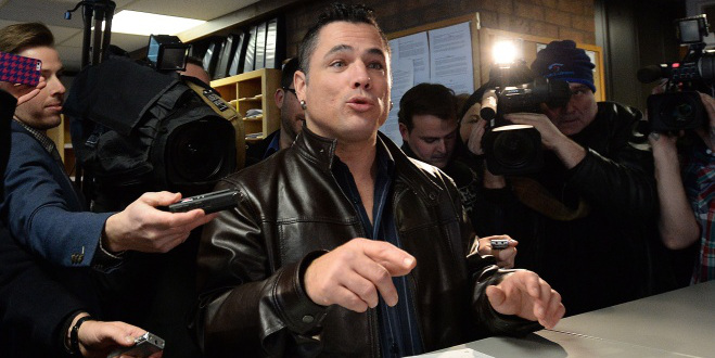Suspended Sen. Patrick Brazeau applies for membership to the parliamentary press gallery at the National Press Building in Ottawa on Monday, December 2, 2013.THE CANADIAN PRESS/Sean Kilpatrick